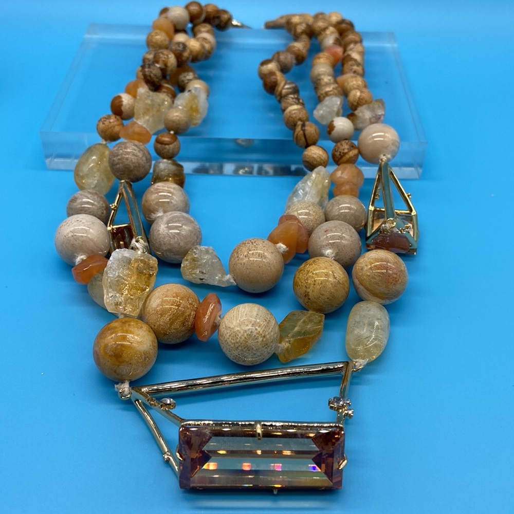 Triple Strand Statement Necklace - Picture 5 of 5
